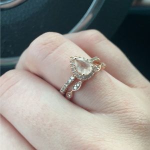Rose gold morganite and Diamond ring engagement set